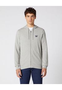 Wrangler - WRANGLER SIGN OFF ZUPTHRU MĘSKA BLUZA MID GREY MELANGE W6B4HAX37 112130688. Okazja: na spacer, na uczelnię, na co dzień. Typ kołnierza: kaptur, polo. Materiał: wiskoza, tkanina, materiał, bawełna, jeans. Długość rękawa: długi rękaw. Długość: długie. Wzór: melanż. Styl: klasyczny, casual
