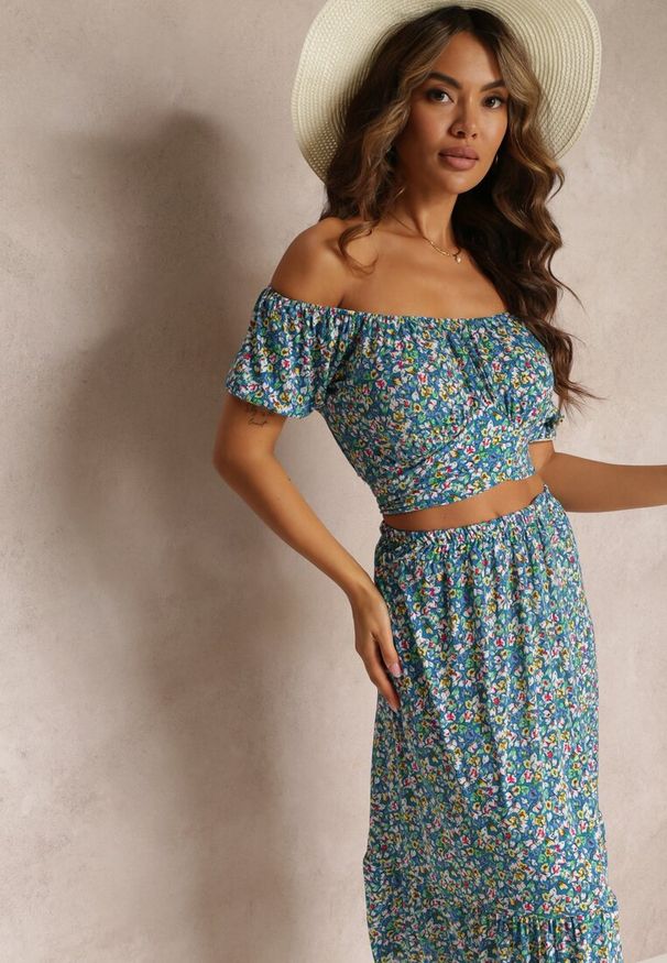 Renee - Niebieski 2-częściowy Komplet z Topem i Spódnicą Tatherina. Kolor: niebieski