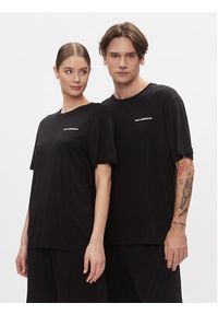 Karl Lagerfeld - KARL LAGERFELD T-Shirt Unisex 220W2180 Czarny Regular Fit. Typ kołnierza: dekolt w karo. Kolor: czarny. Materiał: bawełna #5