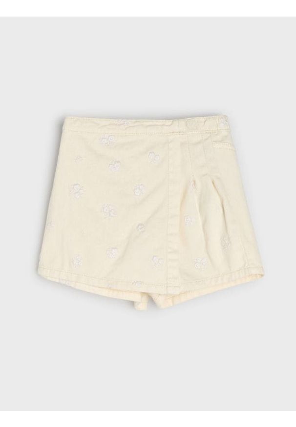 Sinsay - Spódnico-spodenki z haftowanym motywem kwiatowym - kremowy. Kolor: kremowy. Wzór: haft, kwiaty