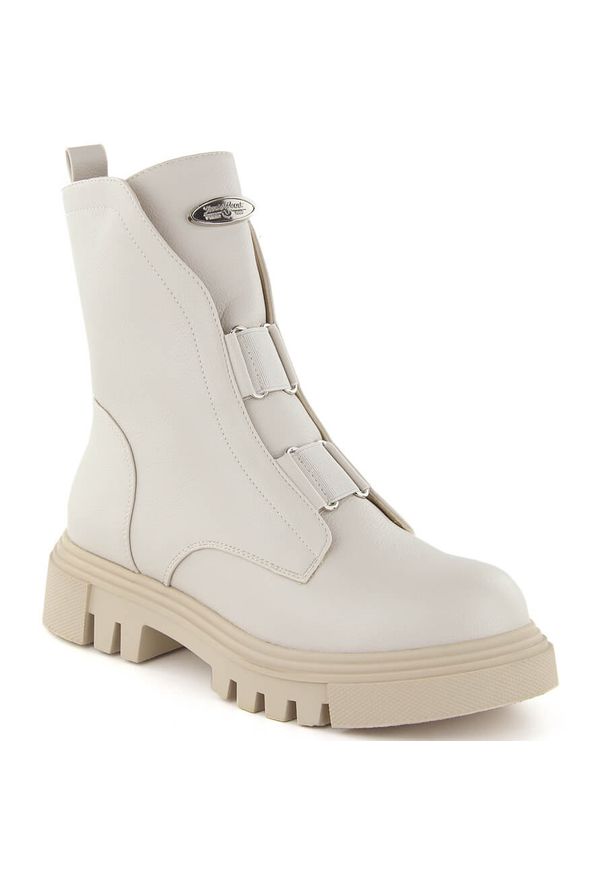 Workery damskie botki na platformie beżowe Jezzi RMR2150-19. Kolor: beżowy. Materiał: skóra ekologiczna. Obcas: na platformie