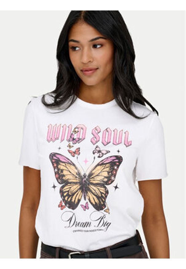 only - ONLY T-Shirt Lucy 15366031 Biały Loose Fit. Kolor: biały. Materiał: bawełna