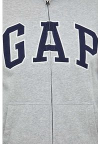 GAP bluza męska kolor szary z kapturem z aplikacją. Okazja: na co dzień. Typ kołnierza: kaptur. Kolor: szary. Wzór: aplikacja. Styl: casual #2