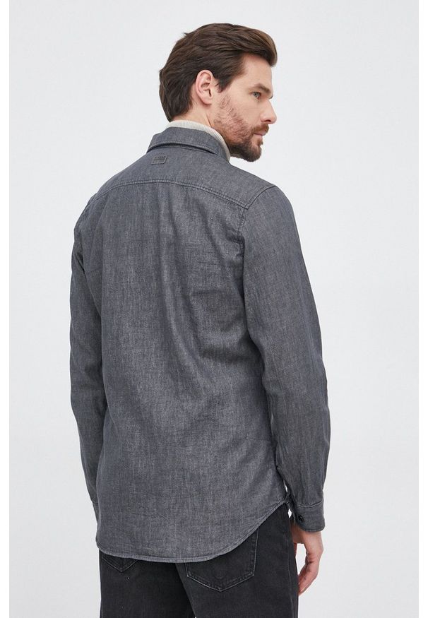 G-Star RAW - G-Star Raw Koszula bawełniana męska kolor szary slim z kołnierzykiem klasycznym. Typ kołnierza: kołnierzyk klasyczny. Kolor: szary. Materiał: bawełna. Długość rękawa: długi rękaw. Długość: długie. Styl: klasyczny