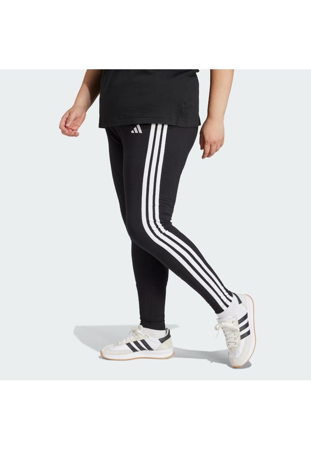 Adidas - Legginsy Essentials 3-Stripes Cotton (Plus Size). Kolekcja: plus size. Kolor: biały, wielokolorowy, czarny