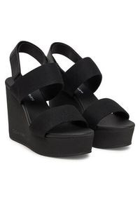 Calvin Klein Jeans Sandały Wedge Sandal Webbing In YW0YW01790 Czarny. Kolor: czarny. Materiał: materiał #4