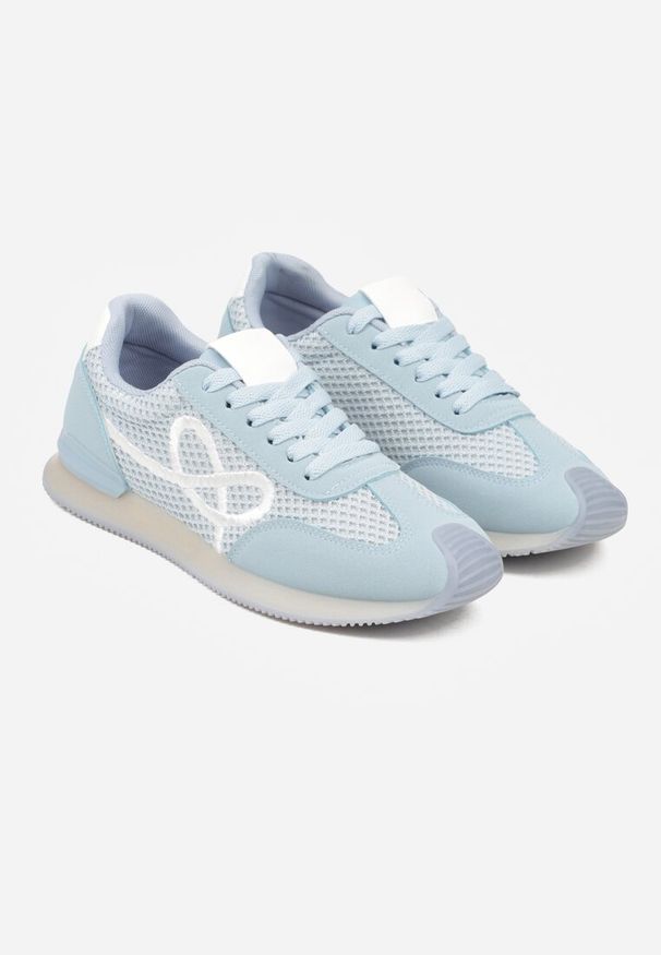 Renee - Niebieskie Sneakersy z Geometrycznym Wzorem Dawnfallow. Okazja: na co dzień. Kolor: niebieski. Materiał: jeans, dresówka. Wzór: geometria