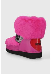 Love Moschino śniegowce SKIBOOT20 kolor różowy JA24202G0HJW0604. Nosek buta: okrągły. Kolor: różowy. Materiał: guma. Szerokość cholewki: normalna #2