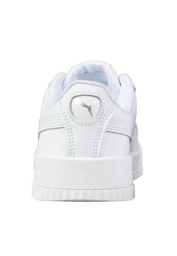 Puma - Damskie Skórzane Buty Sportowe Carina. Kolor: biały. Materiał: skóra. Styl: sportowy. Sport: turystyka piesza