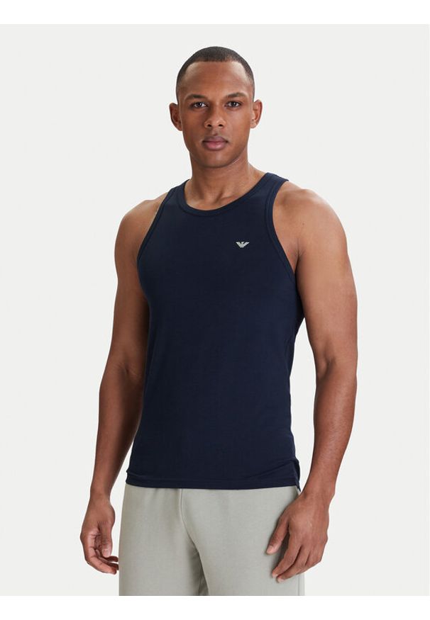 Emporio Armani Underwear Tank top EM000385 AF18891 UB102 Granatowy Slim Fit. Kolor: niebieski. Materiał: bawełna