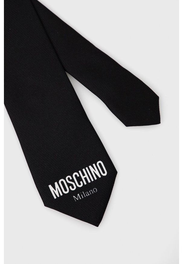 MOSCHINO - Moschino - Krawat. Kolor: czarny. Materiał: materiał. Wzór: gładki