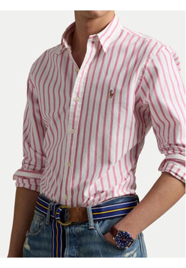 Polo Ralph Lauren Koszula 710906622002 Różowy Custom Fit. Typ kołnierza: polo. Kolor: różowy. Materiał: bawełna
