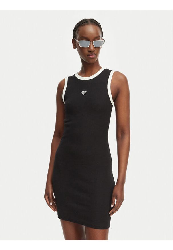 Roxy Sukienka codzienna Iconic Days ERJKD03547 Czarny Slim Fit. Okazja: na co dzień. Kolor: czarny. Materiał: bawełna. Typ sukienki: proste. Styl: casual