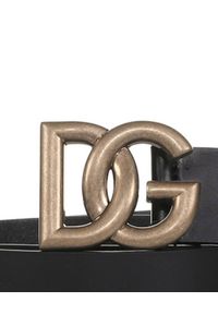 DOLCE & GABBANA - Czarny pasek z ozdobnym logo. Kolor: czarny