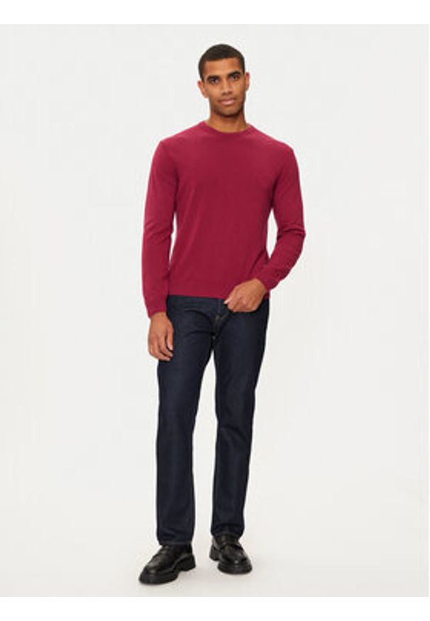 United Colors of Benetton - United Colors Of Benetton Sweter 1002U1G34 Fioletowy Regular Fit. Kolor: czerwony. Materiał: wełna