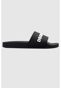 DSQUARED2 Czarne klapki męskie z logo, Rozmiar 42. Kolor: czarny. Wzór: nadruk #4