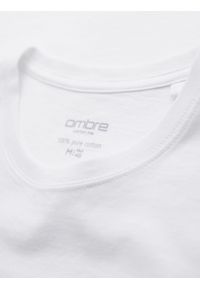 Ombre Clothing - Męski klasyczny bawełniany T-shirt BASIC - biały V4 OM-TSBS-0236 - XXL. Okazja: na co dzień. Kolor: biały. Materiał: bawełna. Styl: klasyczny #8