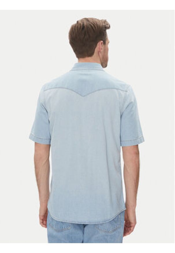 Wrangler Koszula jeansowa Western 112362742 Niebieski Regular Fit. Kolor: niebieski. Materiał: bawełna