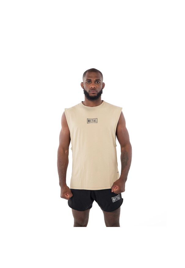 METAL BOXE - Oversized tank top Metal Boxe Desert Storm. Kolor: beżowy. Sport: fitness