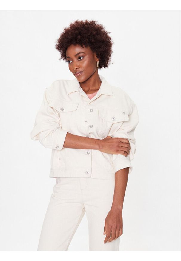 Mustang Kurtka jeansowa Luise 1013493 Écru Regular Fit. Materiał: jeans, bawełna
