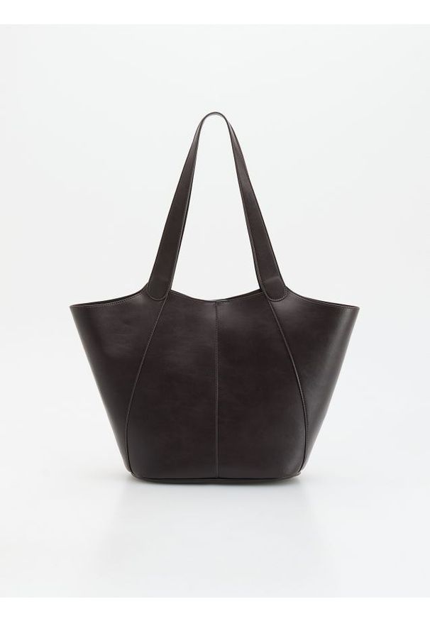 Reserved - Torebka shopper - brązowy. Kolor: brązowy. Materiał: skórzane
