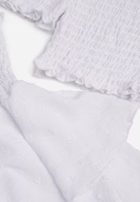 Renee - Biały Komplet Top Hiszpanka i Spódnico-Spodenki z Falbanami oraz Gumką Rinaria. Kolor: biały. Materiał: jeans #7