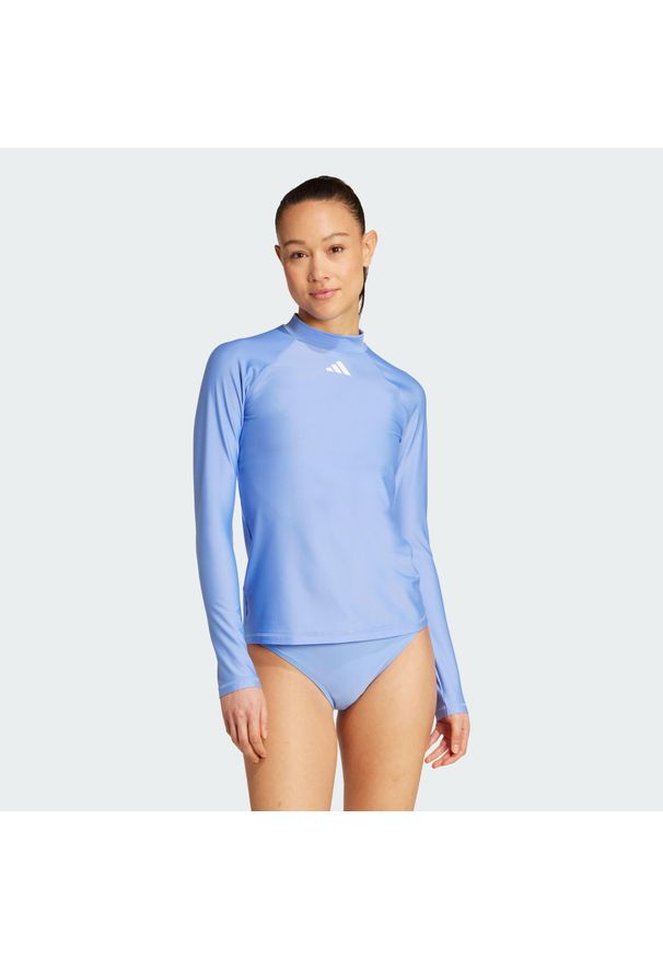 Adidas - Koszulka Long Sleeves Rashguard. Kolor: niebieski, wielokolorowy, biały. Materiał: materiał