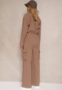 Renee - Brązowy Kombinezon w Stylu Utility Taliowany Liarael. Kolor: brązowy. Materiał: tkanina