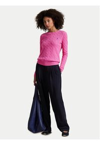 Polo Ralph Lauren Sweter 211971865008 Różowy Slim Fit. Typ kołnierza: polo. Kolor: różowy. Materiał: wełna #5