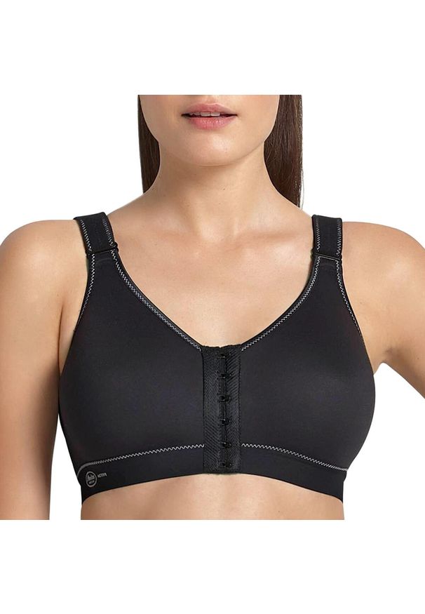 ANITA ACTIVE - Stanik fitness cardio frontline open. Kolor: biały, wielokolorowy, czarny. Materiał: poliester, poliamid, bawełna, elastan. Wzór: paski. Sport: fitness