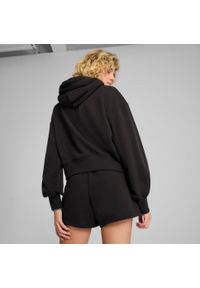 Bluza z kapturem Puma Wardrobe Ess Relaxed Cropped Hoodie, Kobiety. Typ kołnierza: kaptur. Kolor: czarny. Materiał: bawełna, materiał