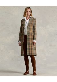 Ralph Lauren - RALPH LAUREN - Wełniany płaszcz w kratę. Typ kołnierza: polo. Kolor: brązowy. Materiał: wełna. Styl: klasyczny #2