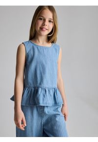 Reserved - Denimowy top - niebieski. Kolor: niebieski. Materiał: bawełna #1