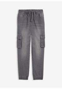 bonprix - Dżinsy ze stretchem i gumką w talii, slim fit. Kolor: szary