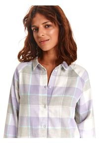 TOP SECRET - Luźna koszula w kratę. Kolor: fioletowy. Materiał: tkanina, bawełna. Długość: długie. Sezon: jesień #4