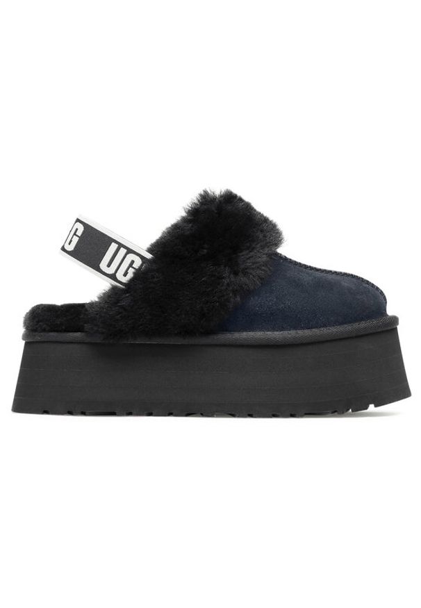 Ugg Kapcie W Funkette 1113474 Czarny. Kolor: czarny. Materiał: skóra, zamsz