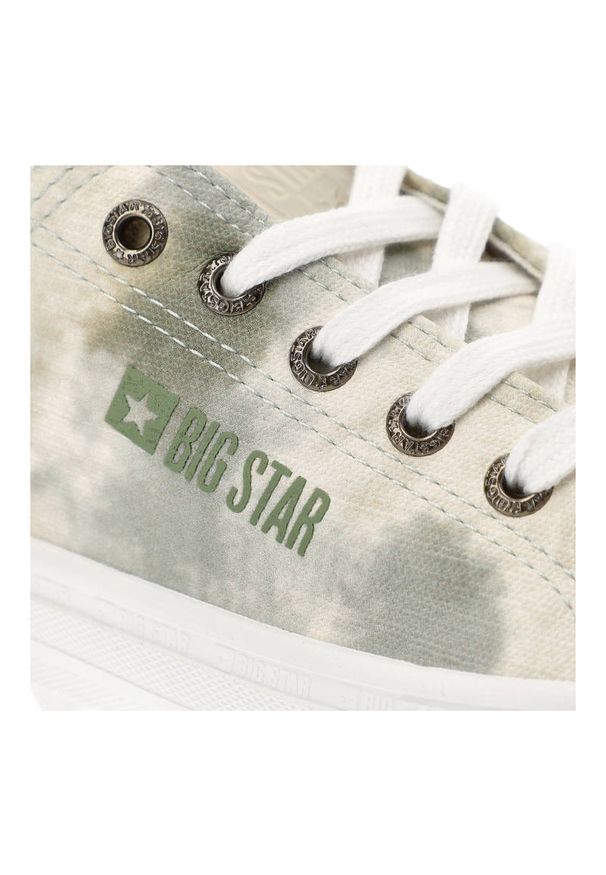 Big-Star - Zielone Trampki Big Star Modne Buty Damskie. Okazja: na co dzień. Kolor: zielony. Materiał: materiał. Szerokość cholewki: normalna. Wzór: moro. Styl: casual, militarny