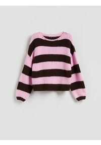 Reserved - Sweter w paski - wielobarwny. Materiał: dzianina. Wzór: paski