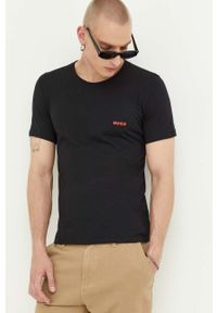 Hugo - HUGO t-shirt bawełniany 3-pack kolor czarny z nadrukiem. Kolor: czarny. Materiał: bawełna. Długość rękawa: krótki rękaw. Długość: krótkie. Wzór: nadruk