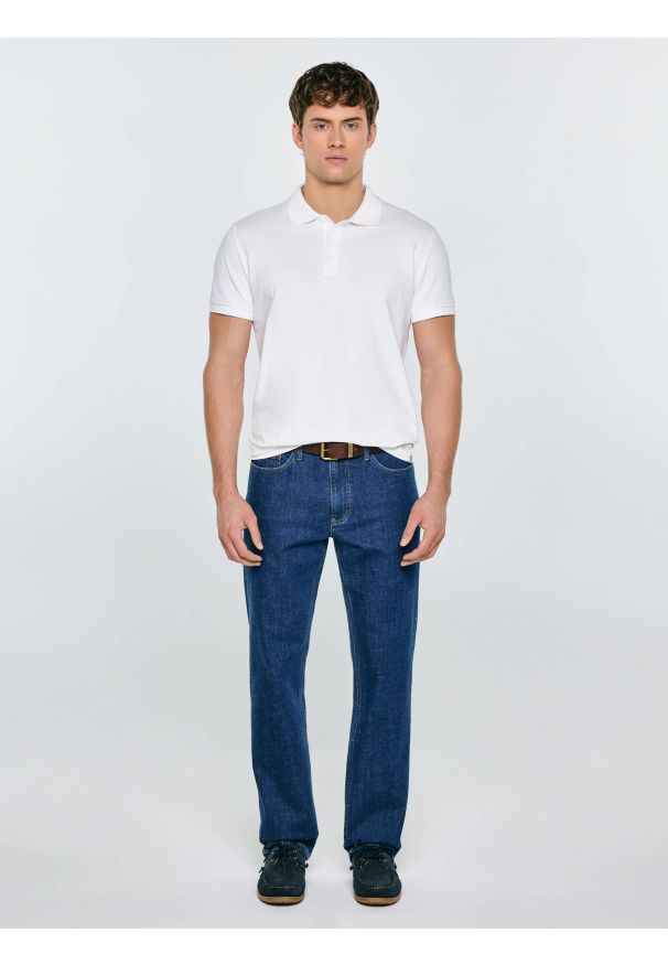 Big-Star - Jeansy męskie z prostą nogawką granatowe Colt 539. Okazja: na co dzień. Stan: podwyższony. Kolor: niebieski. Styl: casual, elegancki, klasyczny