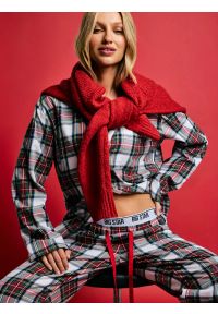 Big-Star - Piżama dwuczęściowa bawełniana w kratę biało-czerwona Senmunis 100. Okazja: do domu. Kolor: biały. Materiał: bawełna. Styl: klasyczny #9