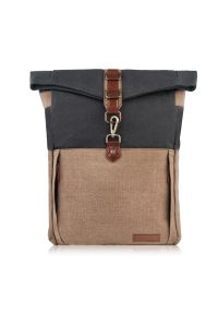 Plecak męski ze skóry wegańskiej PAOLO PERUZZI E-06-MC beżowy. Kolor: beżowy. Materiał: materiał. Wzór: paski #1