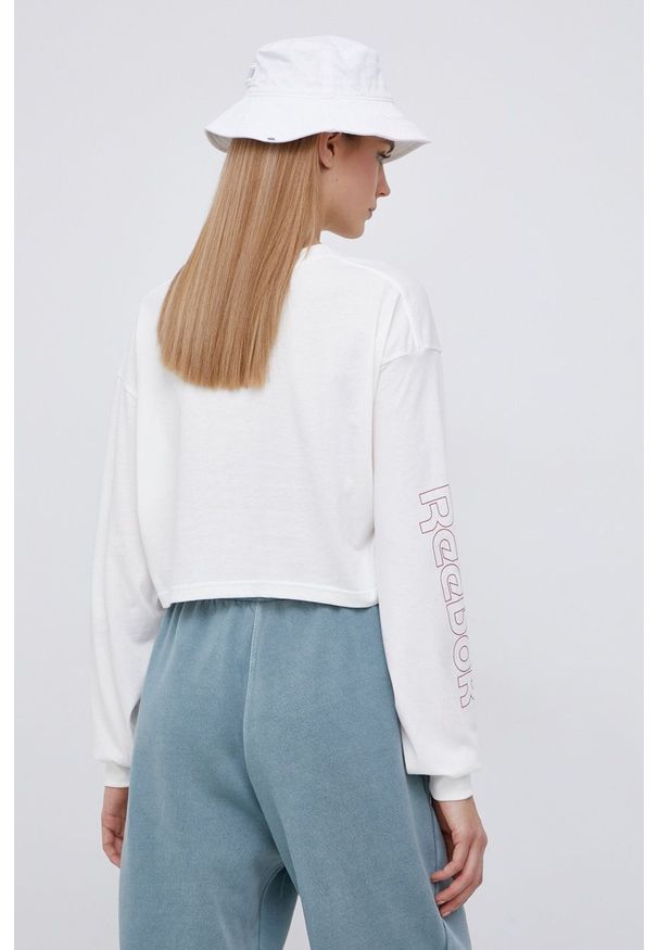 Reebok Classic Longsleeve bawełniany kolor kremowy. Kolor: beżowy. Materiał: bawełna. Długość rękawa: długi rękaw. Wzór: nadruk
