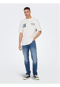 Only & Sons T-Shirt 22025268 Biały Relaxed Fit. Kolor: biały. Materiał: bawełna