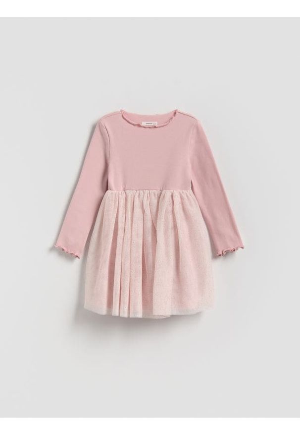 Reserved - Sukienka z tiulem - pastelowy róż. Kolor: różowy. Materiał: tiul