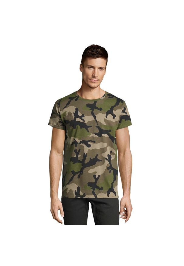 SOL'S - Męska Koszulka Camo. Kolor: zielony