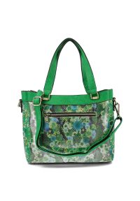 Torebka damska Laura Vita, z materiału syntetycznego z ozdobnym wzorem kwiatowym krótkie uchwyty do noszenia w dłoni regulowany pasek na ramię dekora. Kolor: zielony. Wzór: kwiaty. Styl: casual. Rodzaj torebki: na ramię #4