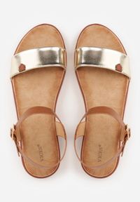 Renee - Złote Sandały VICES w Stylu Basic z Paskiem z Klamerką Loretha. Okazja: na co dzień. Zapięcie: pasek. Kolor: złoty. Styl: casual, street #3