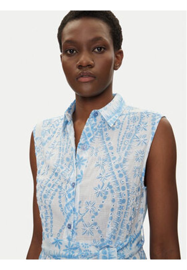 Iconique Sukienka koszulowa IC25-040 Niebieski Regular Fit. Kolor: niebieski. Materiał: bawełna. Typ sukienki: koszulowe