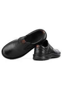 Kampol Buty męskie skórzane wsuwane 12KAM czarne. Zapięcie: bez zapięcia. Kolor: czarny. Materiał: skóra #6